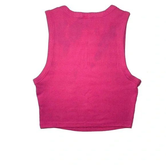 Pink Ribbed Rhinestone Tank Top - Picture 2 of 3
